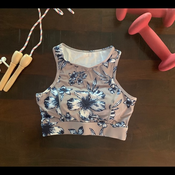 Floral Print High Neck Racerback Sports Bra - Picture 6 of 6